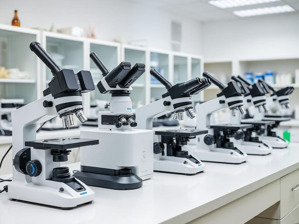 Pathology laboratory with microscopes